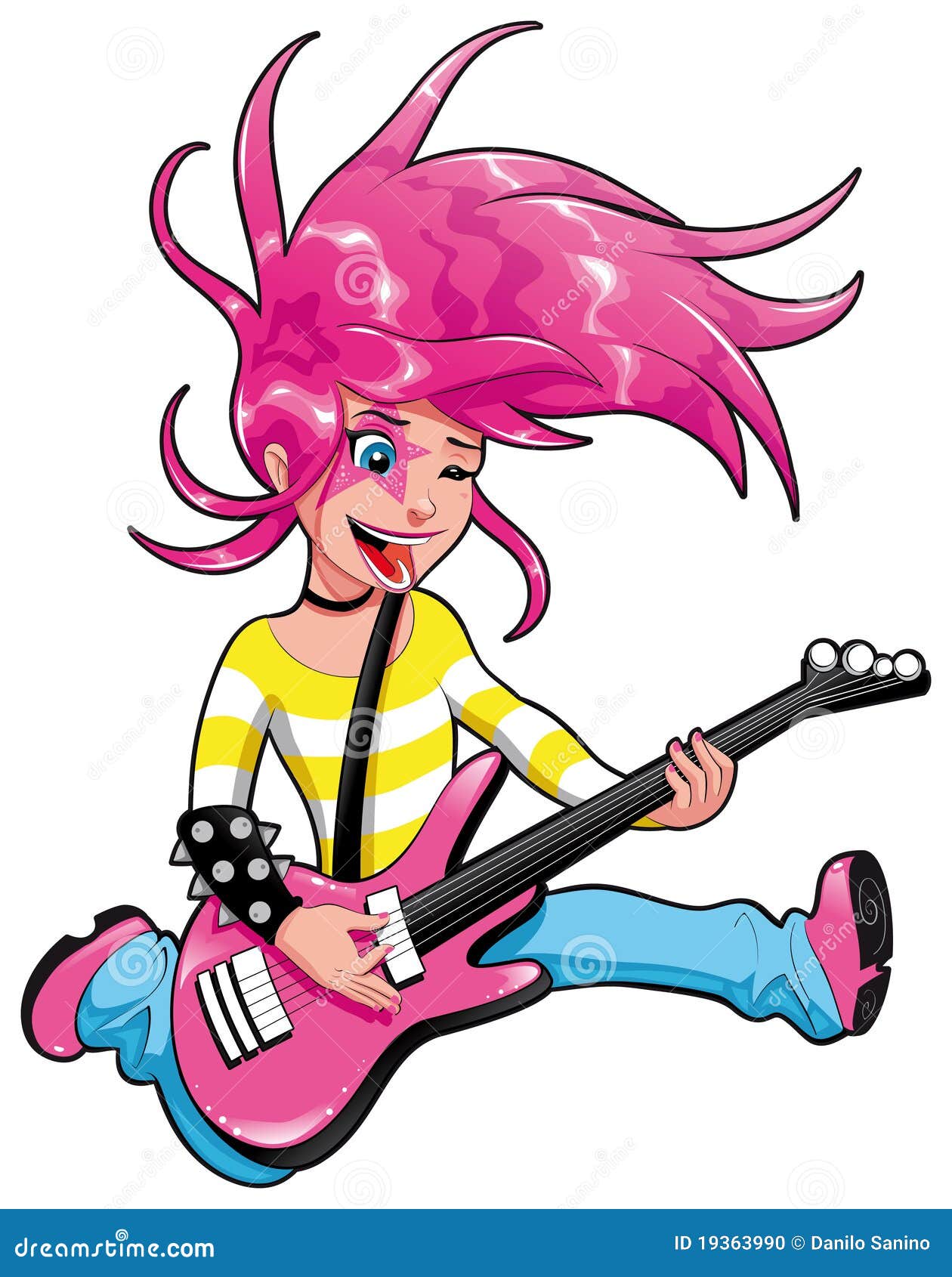 Young Musician with Electric Guitar. Stock Vector - Illustration of ...