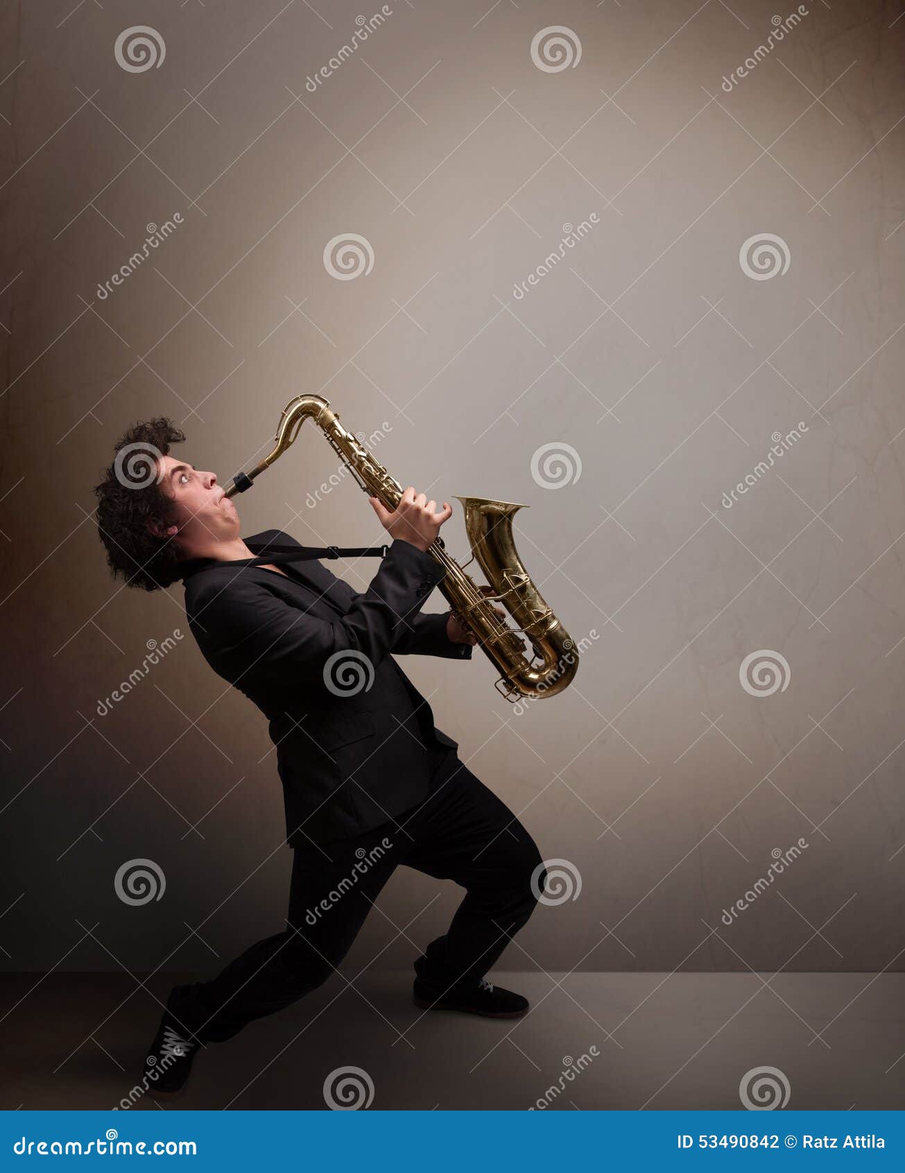 Young Musician Playing on Saxophone Stock Photo Image of musical