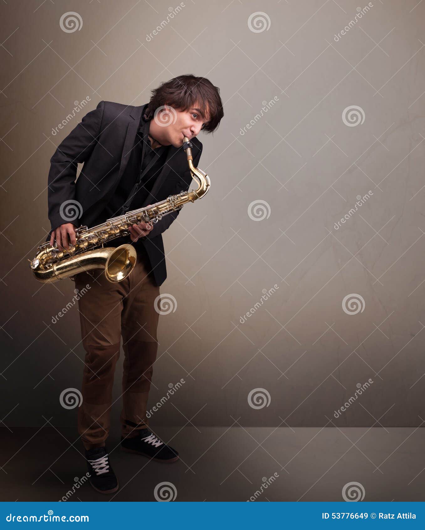 Young Musician Playing on Saxophone Stock Image Image of performing