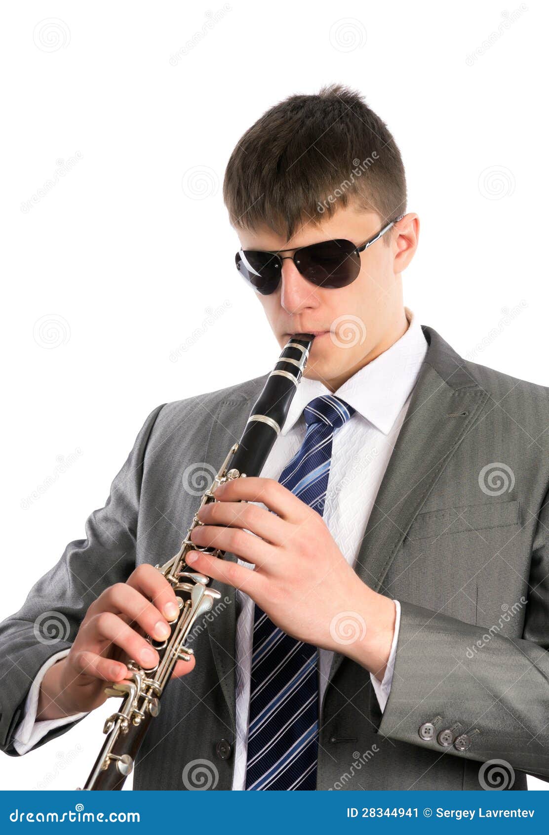 Young Musician Plays the in Sunglasses Stock Image Image of
