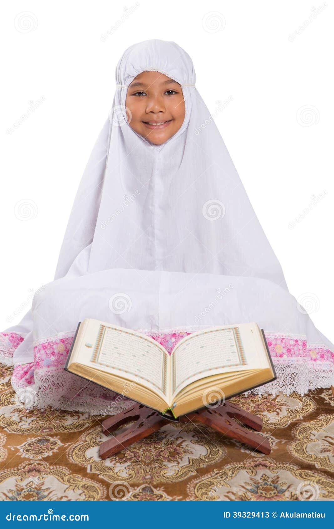 Young Muslim Girl Reading Al Quran III Stock Photo - Image 