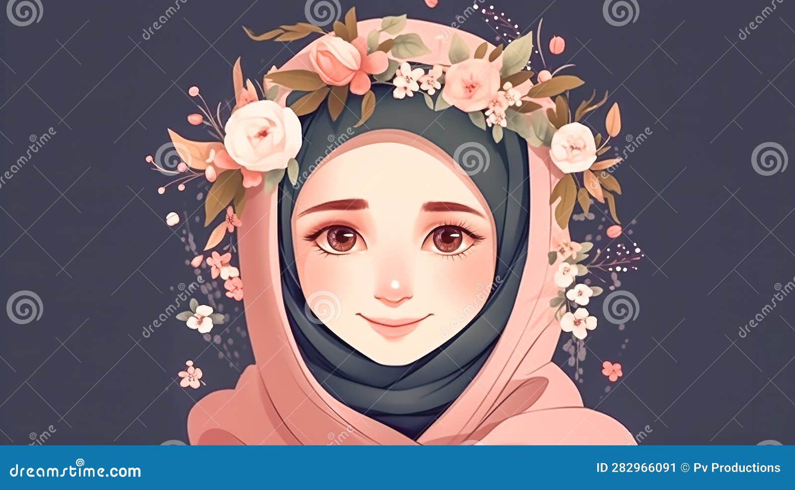 Premium Vector  Young muslim woman wearing hijab with flower aesthetic  profile