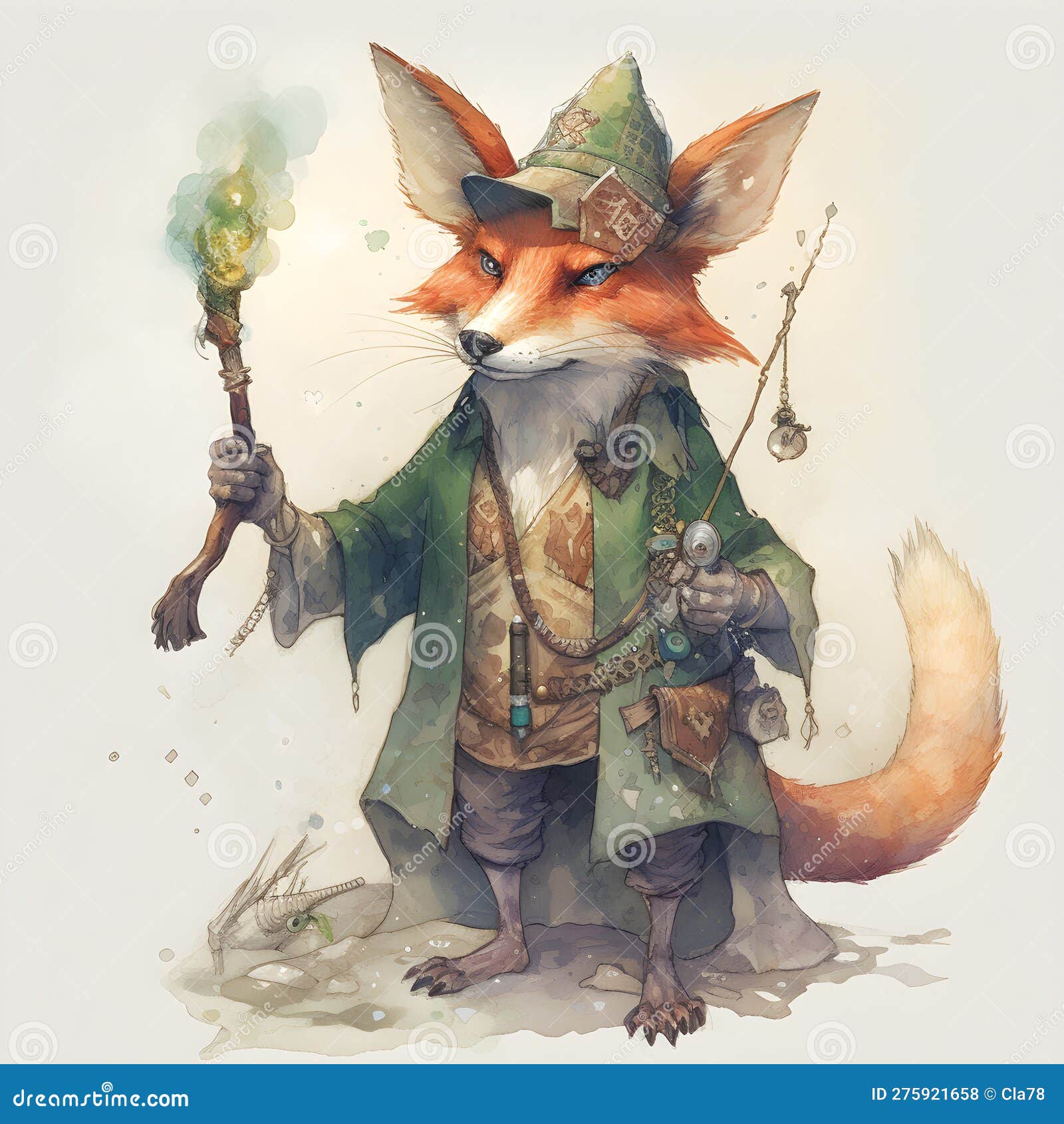 Young Mystical Wizard Fox, Ai Generative Illustration Stock