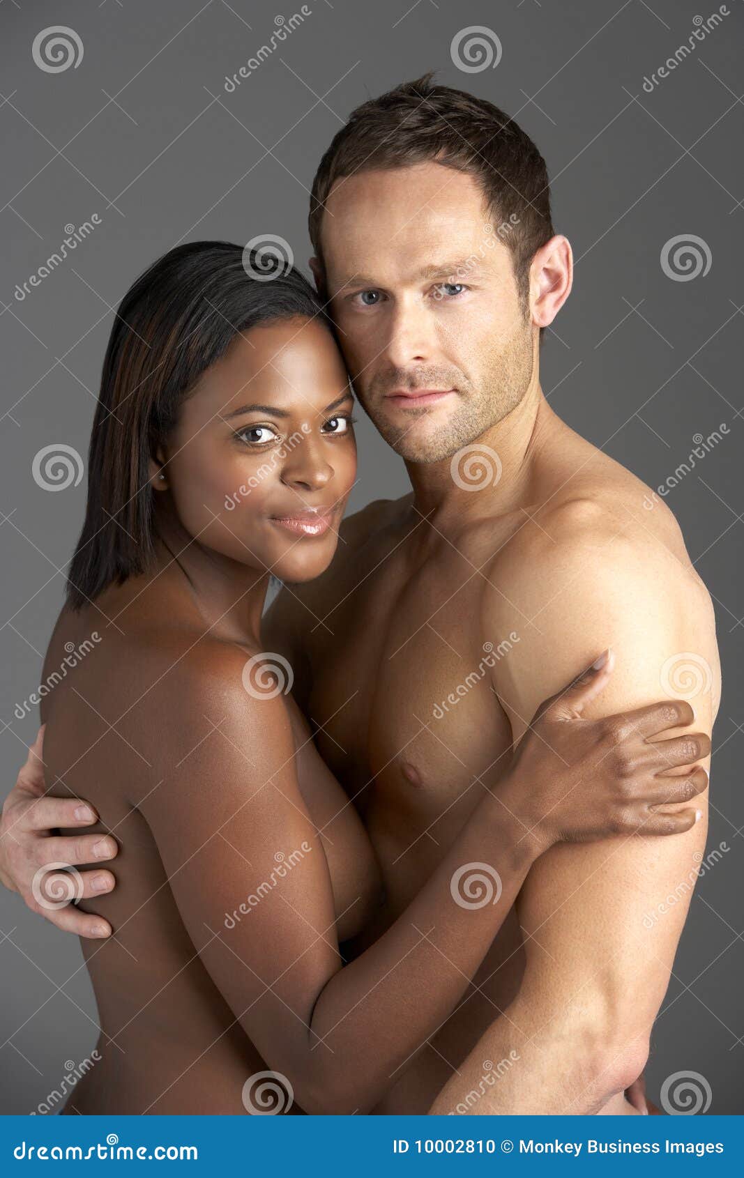 Nude African-American Couple Embracing