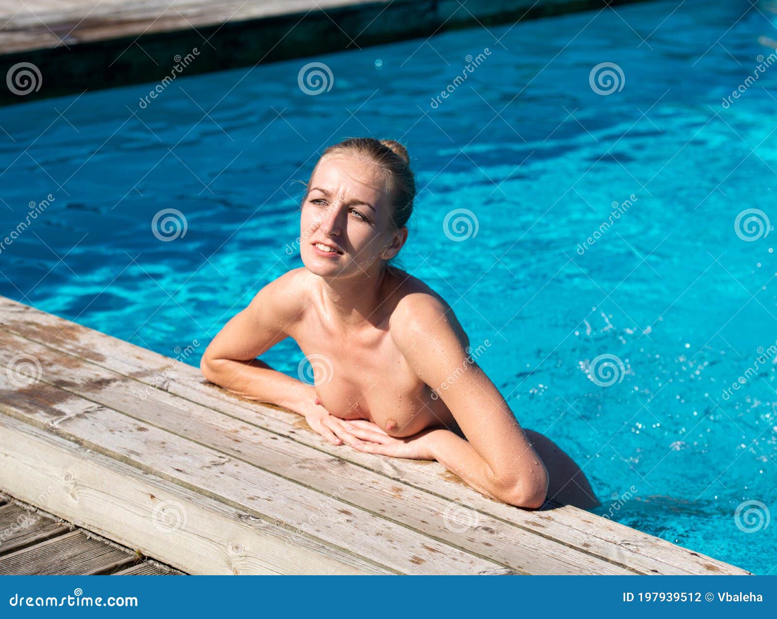 Nude people swimming