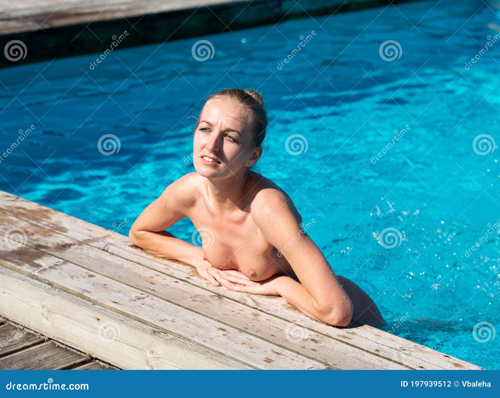 Naked people in pool