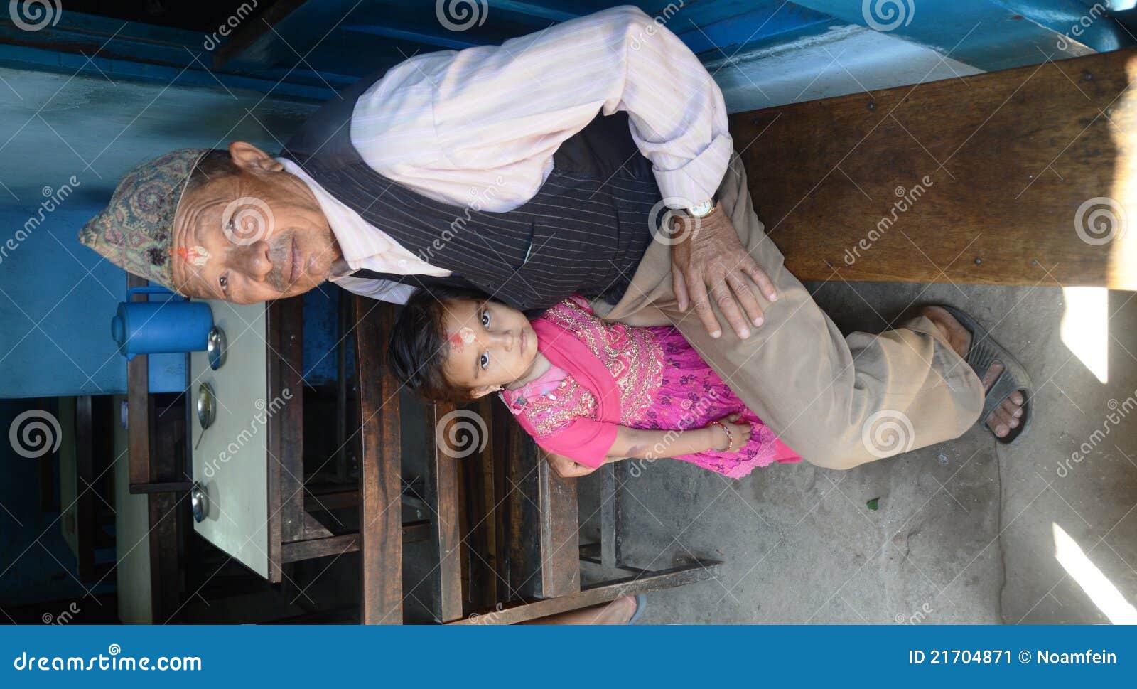 Young Nepali Kid With An Adult Old Man Editorial Photo Image 21704871