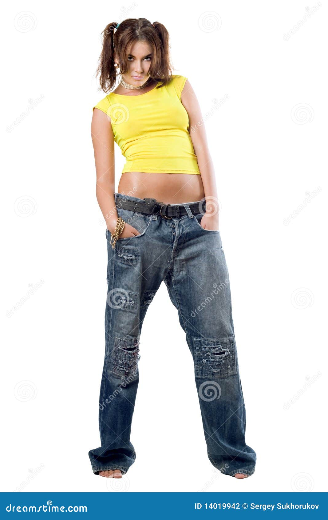 Young nice girl in jeans stock photo. Image of lovely - 14019942