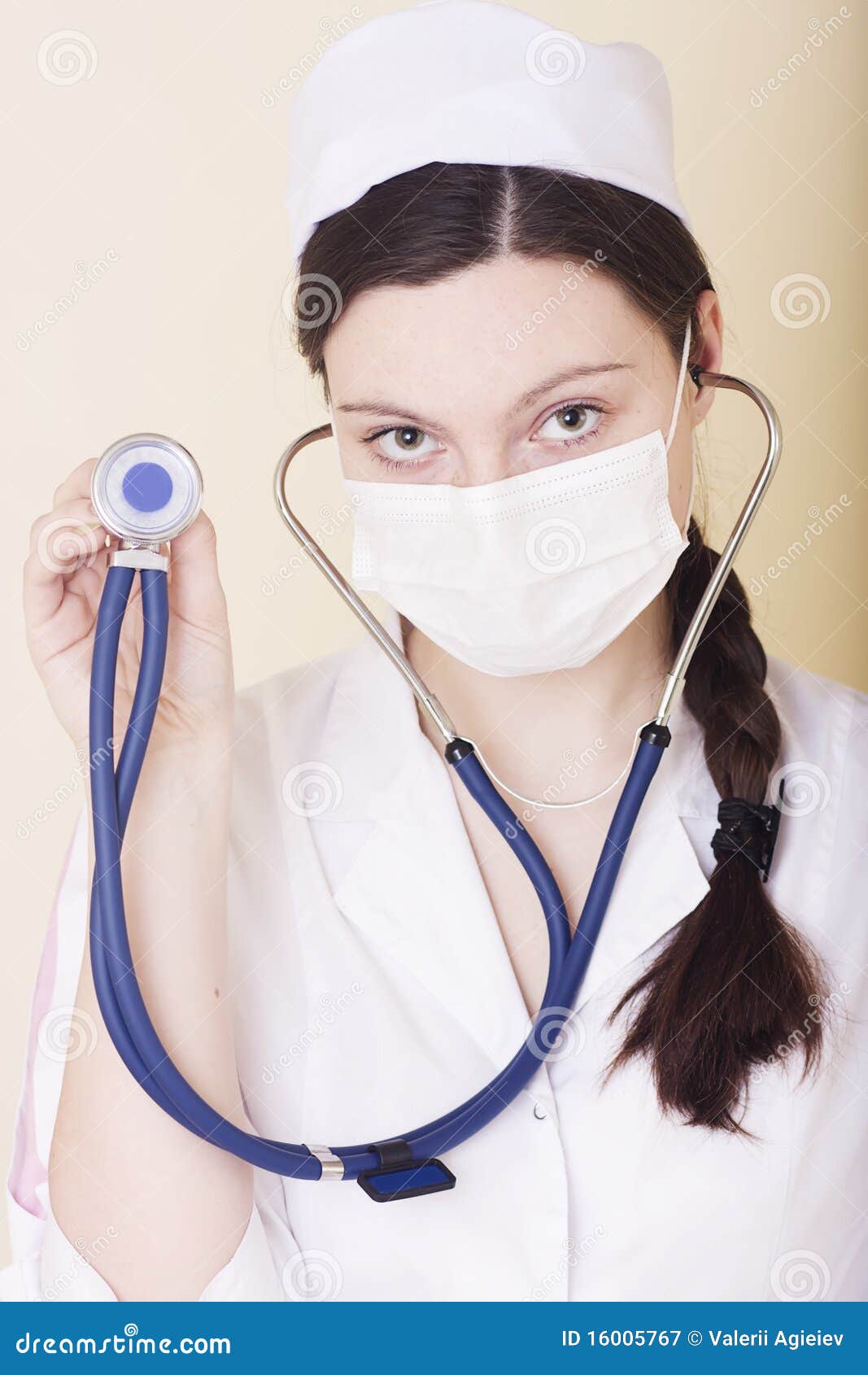 Young Nurse with Stethoscope Stock Image Image of looks, mask 16005767