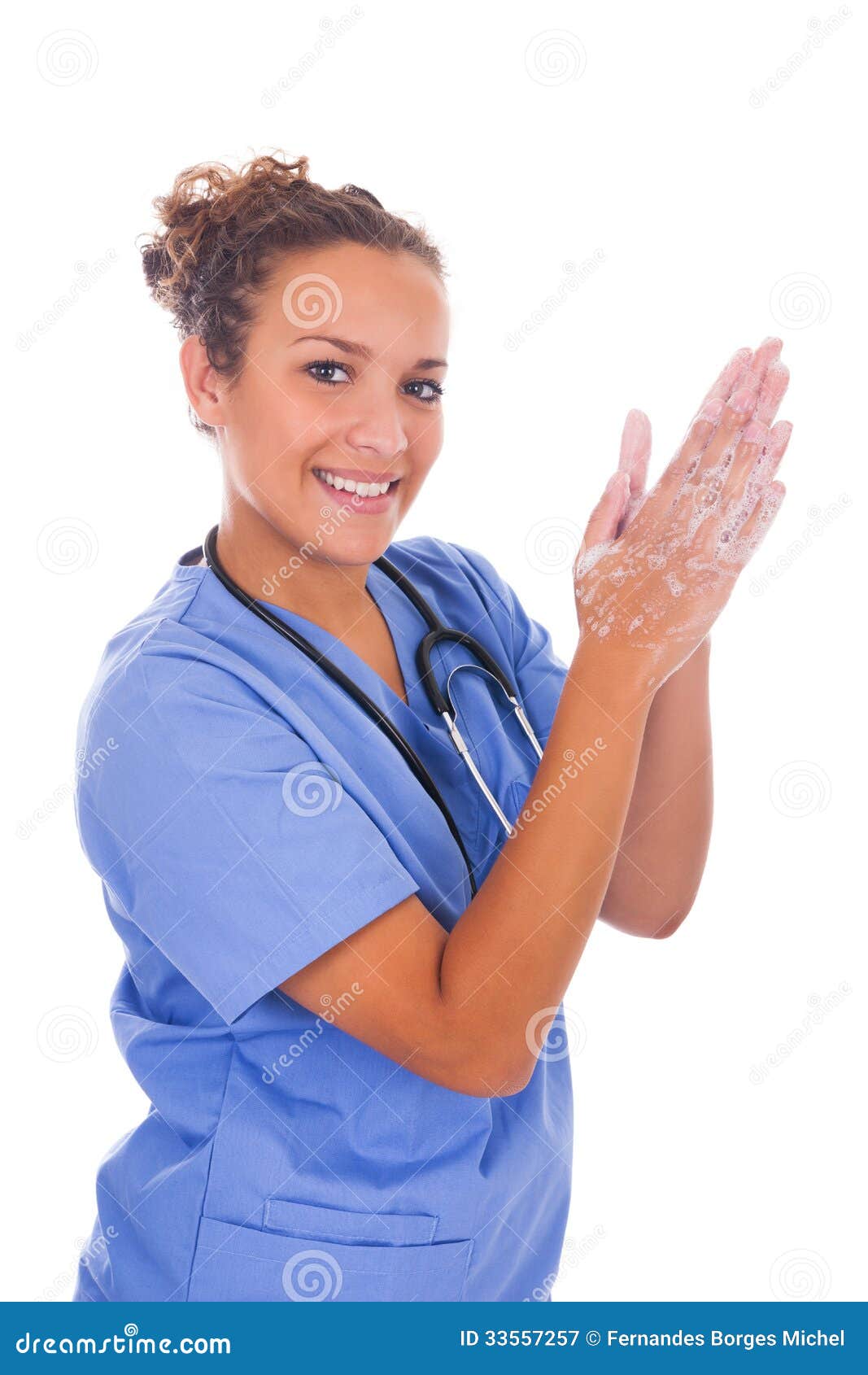 Young Nurse Washing Hands with Soap Stock Image Image of care, adult 33557257