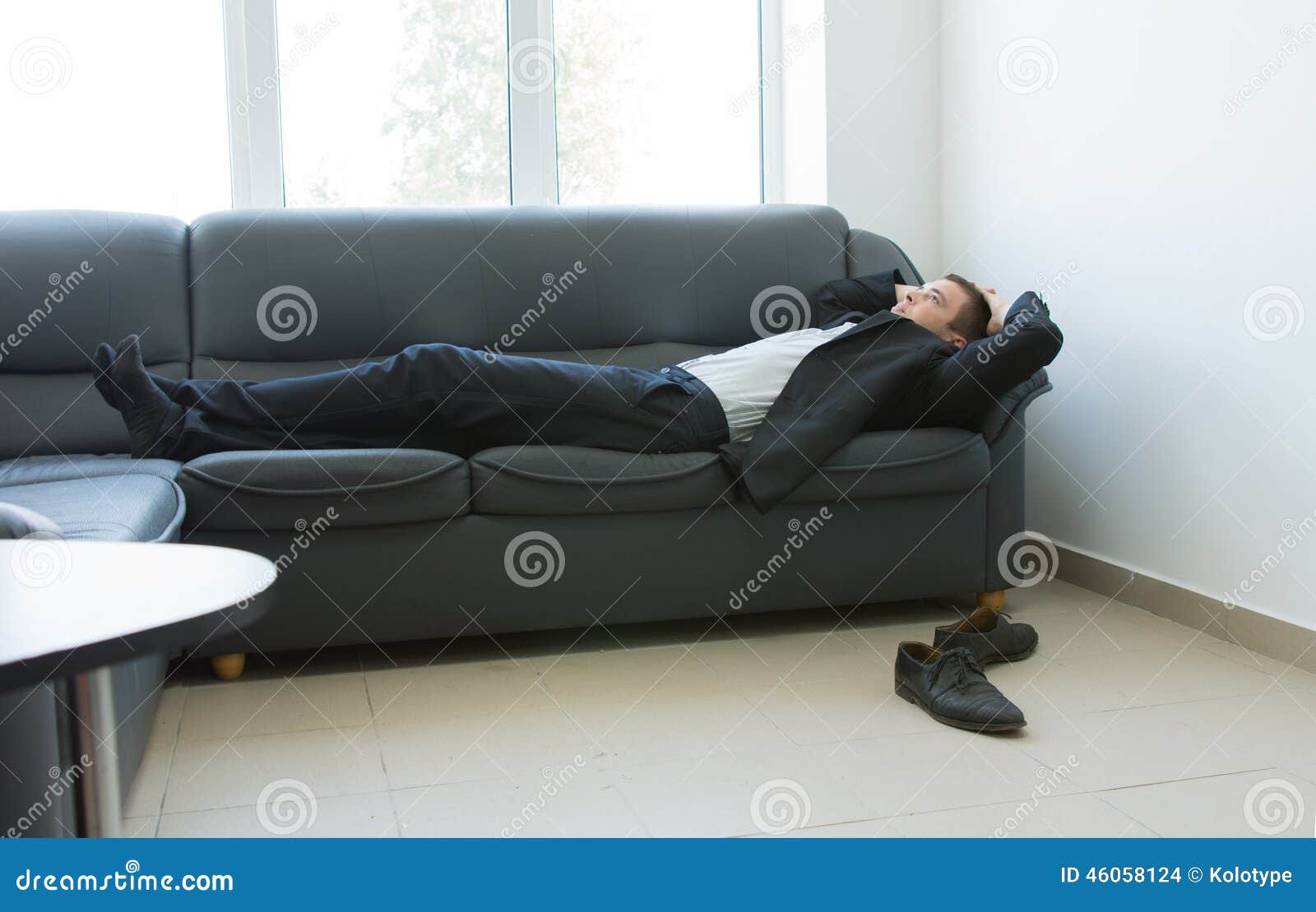 Young Office Man Lying on Couch during Break Stock Photo Image of