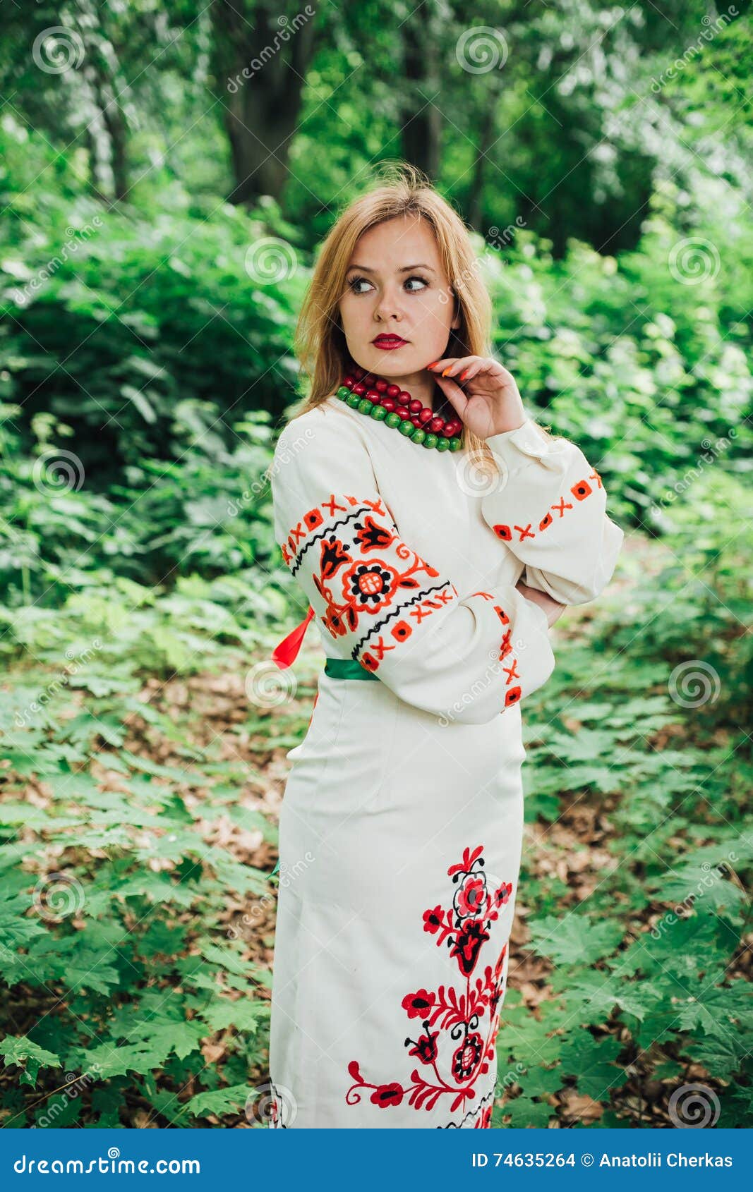 Young Pagan Slavic Girl Conduct Ceremony on Midsummer. Stock Photo ...