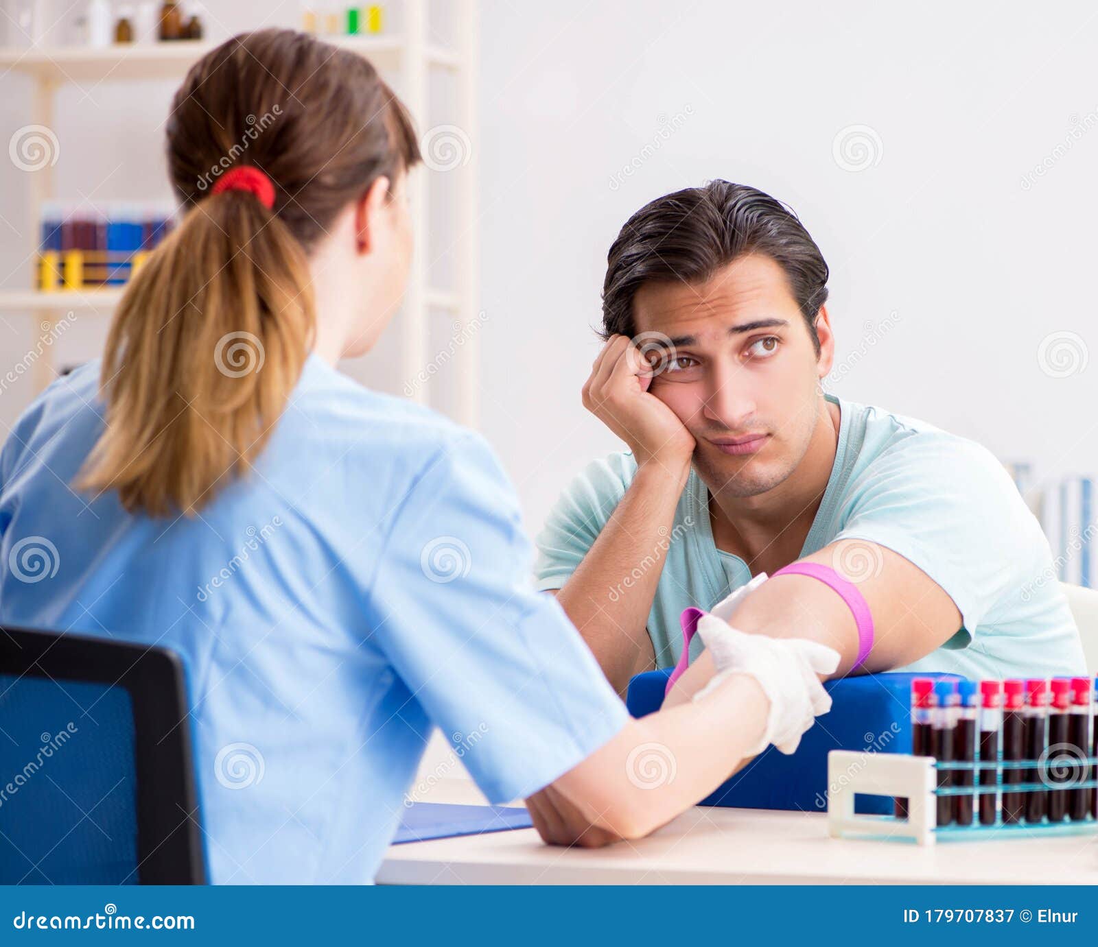 Young Patient during Blood Test Sampling Procedure Stock Image Image