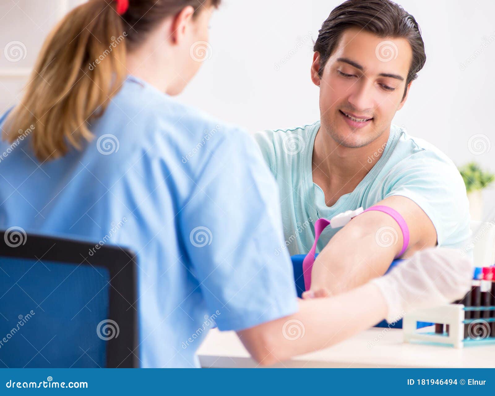 Young Patient during Blood Test Sampling Procedure Stock Photo Image
