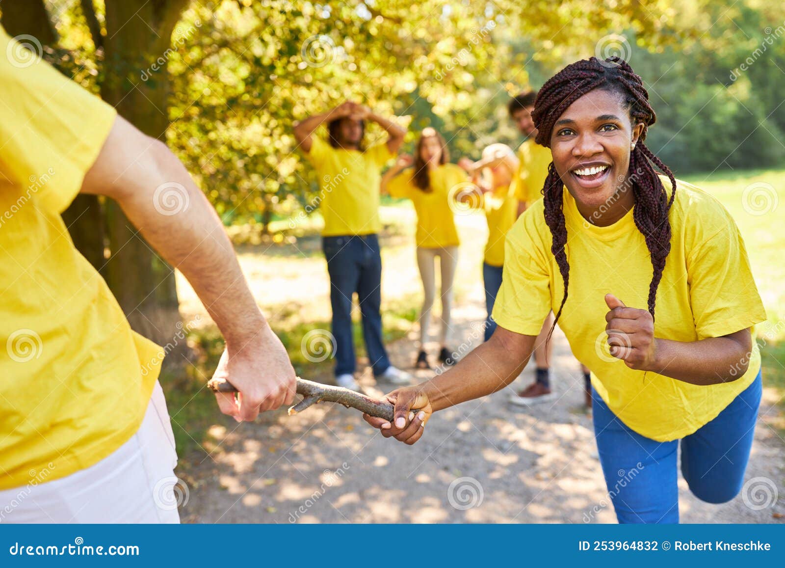 Young People in the Competition Team at the Baton Handover Stock Photo ...