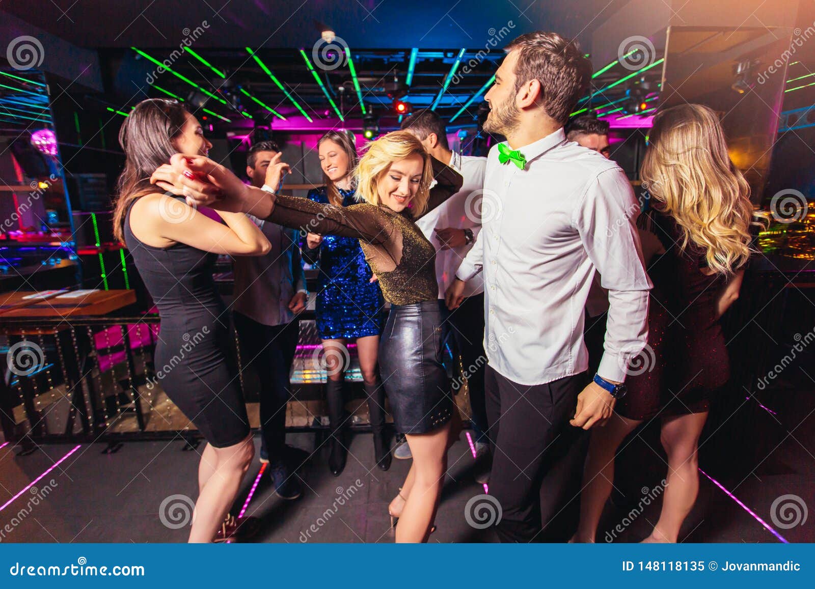 People Dancing in Night Club Stock Image - Image of beautiful, happy ...
