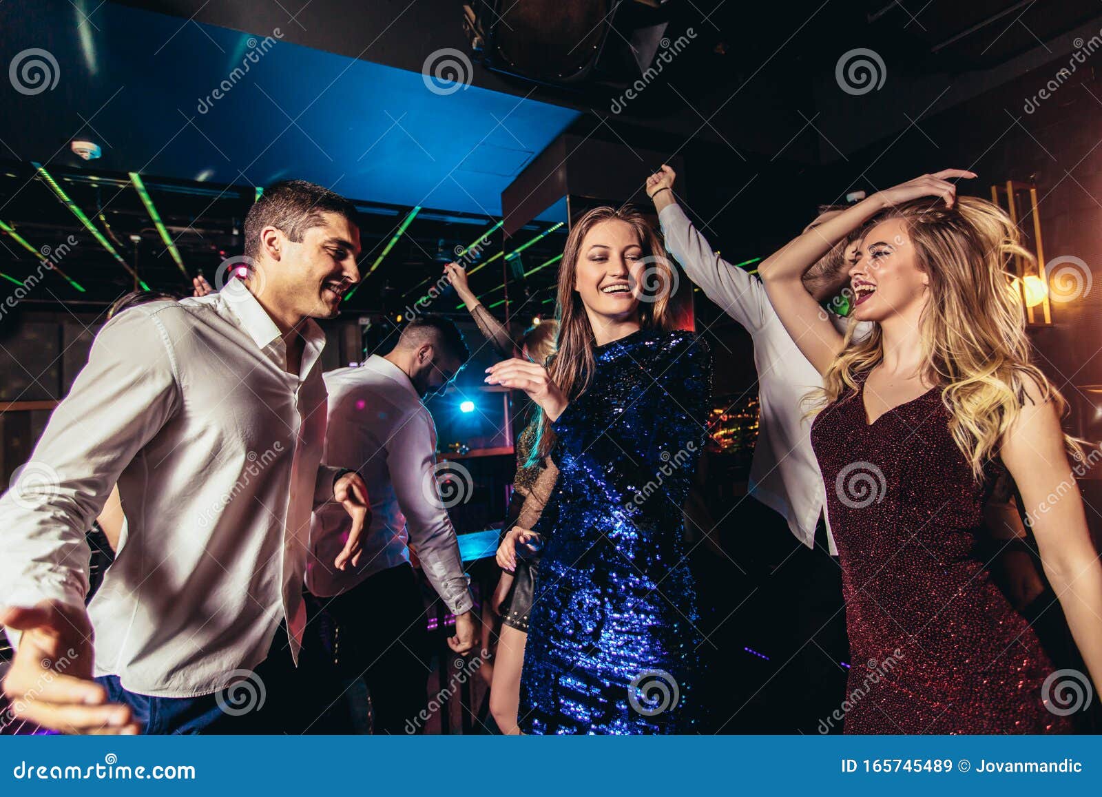 Young People Dancing in Night Club Stock Image - Image of club, female ...