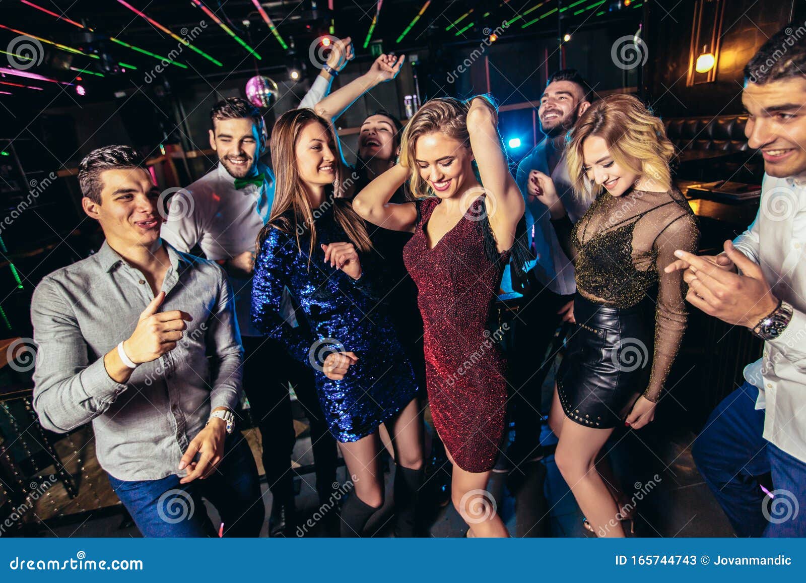 Young People Dancing in Night Club Stock Image - Image of female, disco ...