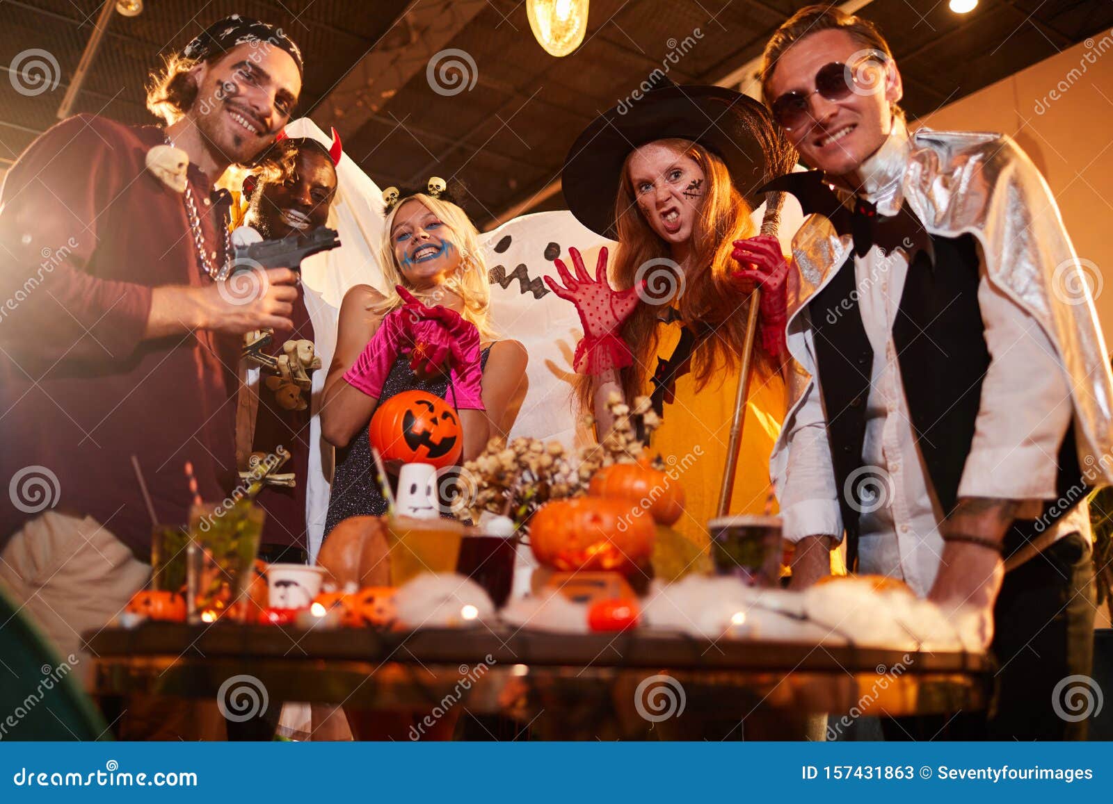 Young People Having Fun At Halloween Party Stock Image Image Of