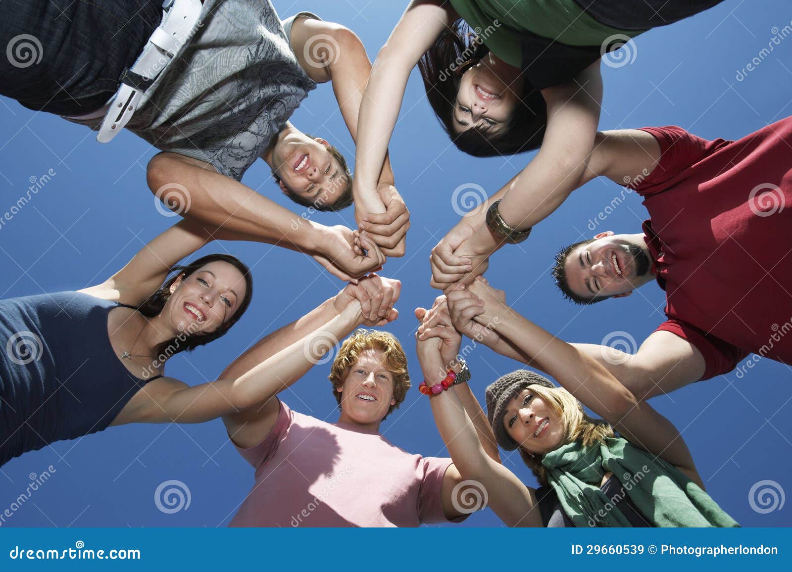 Young People Holding Hands In Circle Stock Image Image Of