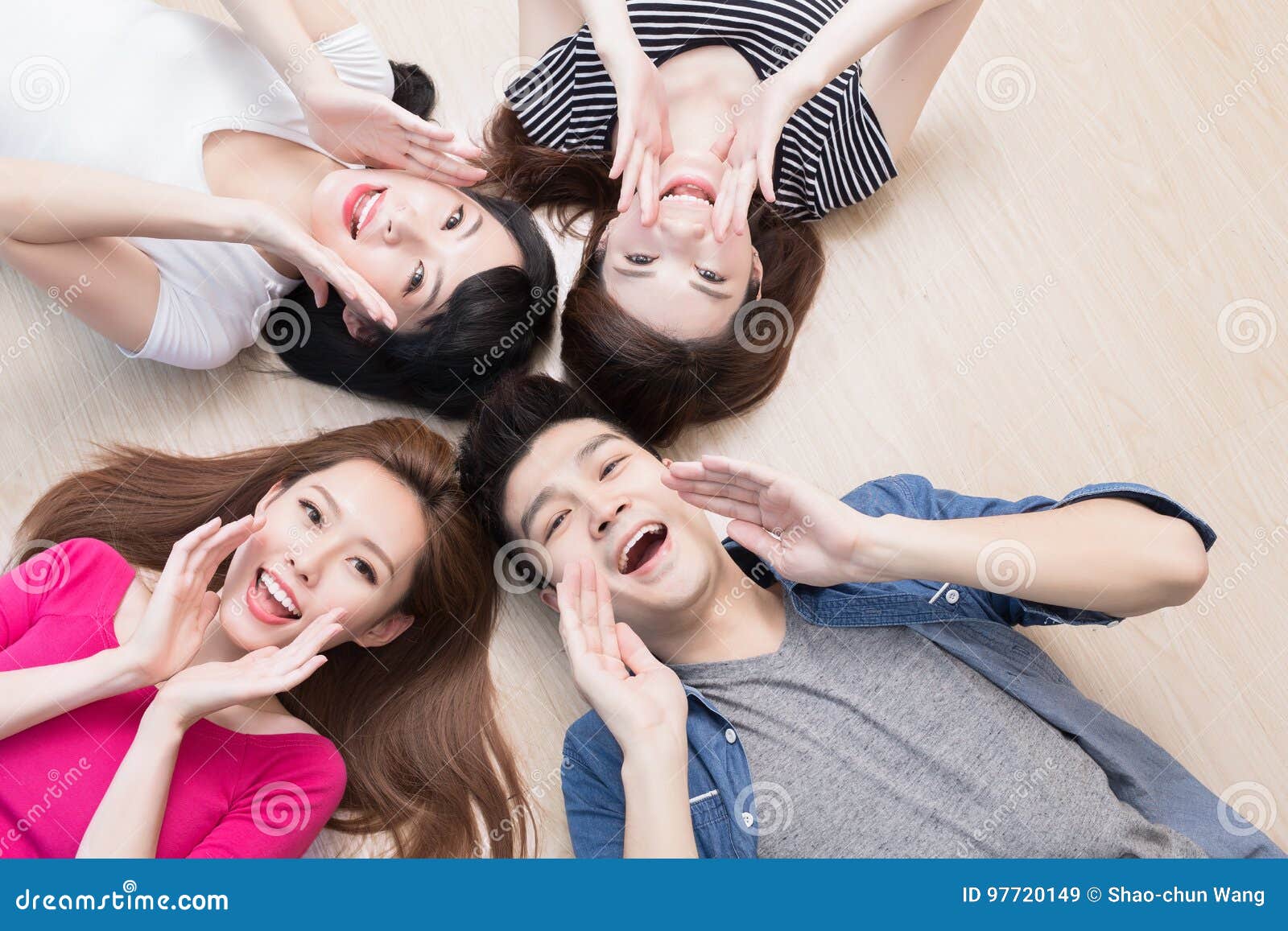 Young People Lying On Floor Stock Image Image Of Asia Mouth