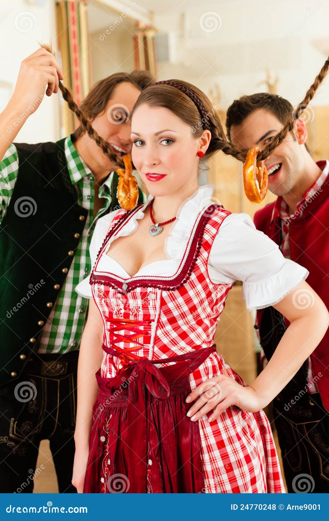 Young People  In Traditional Bavarian Tracht Stock Photo 