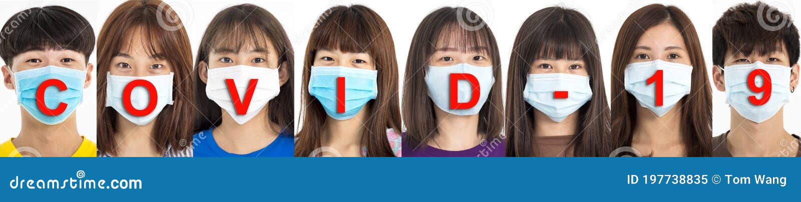 young people  wearing medical masks with prevent  covid-19 concept