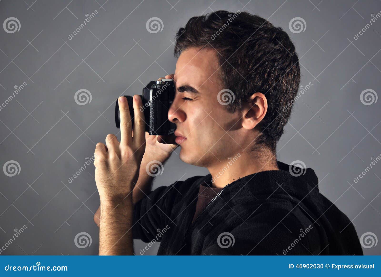 Young Photographer with Analog Camera Stock Photo Image of occupation