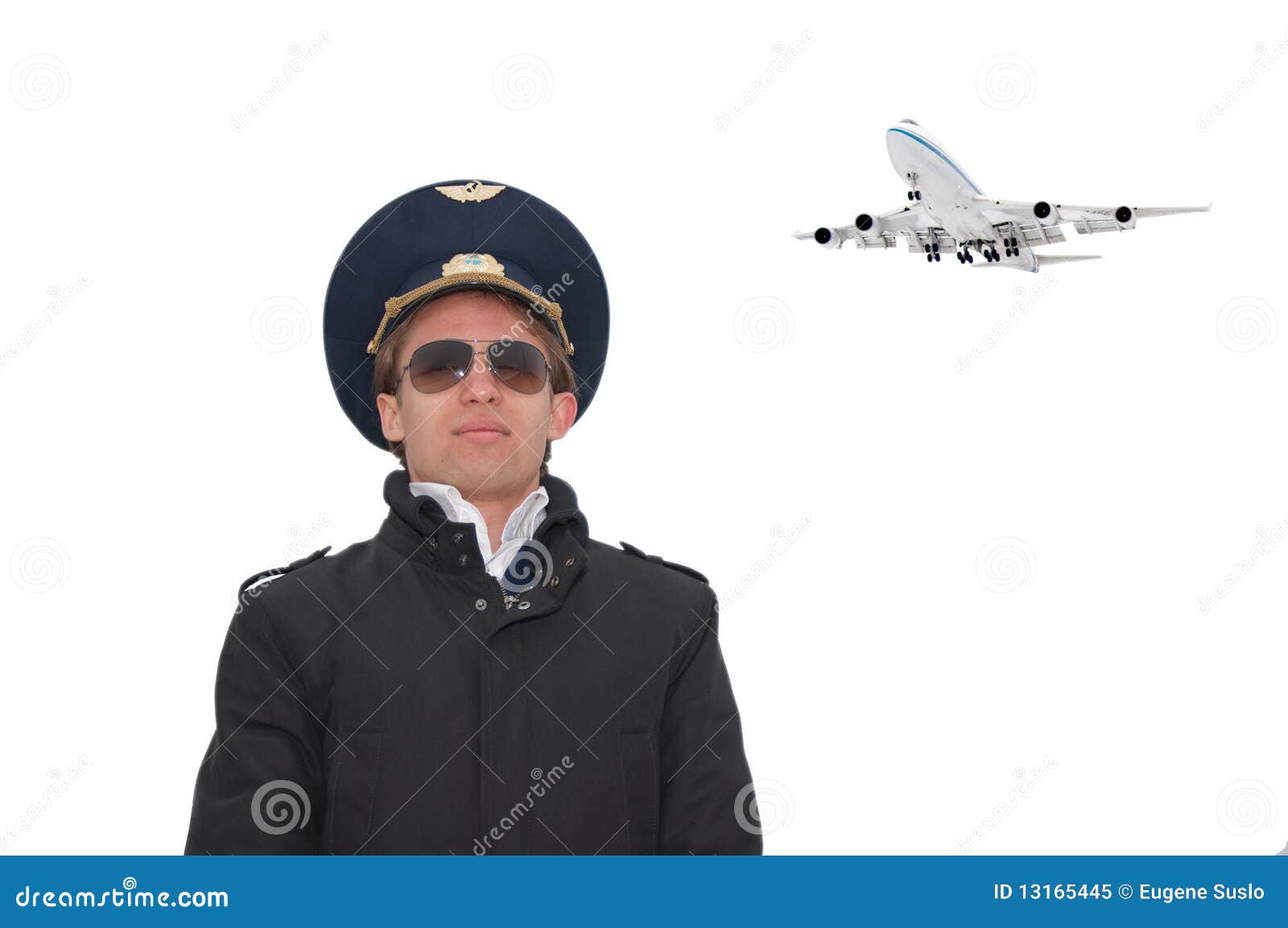 Young Pilot in Glasses Isolated with Copyspace Stock Image Image of