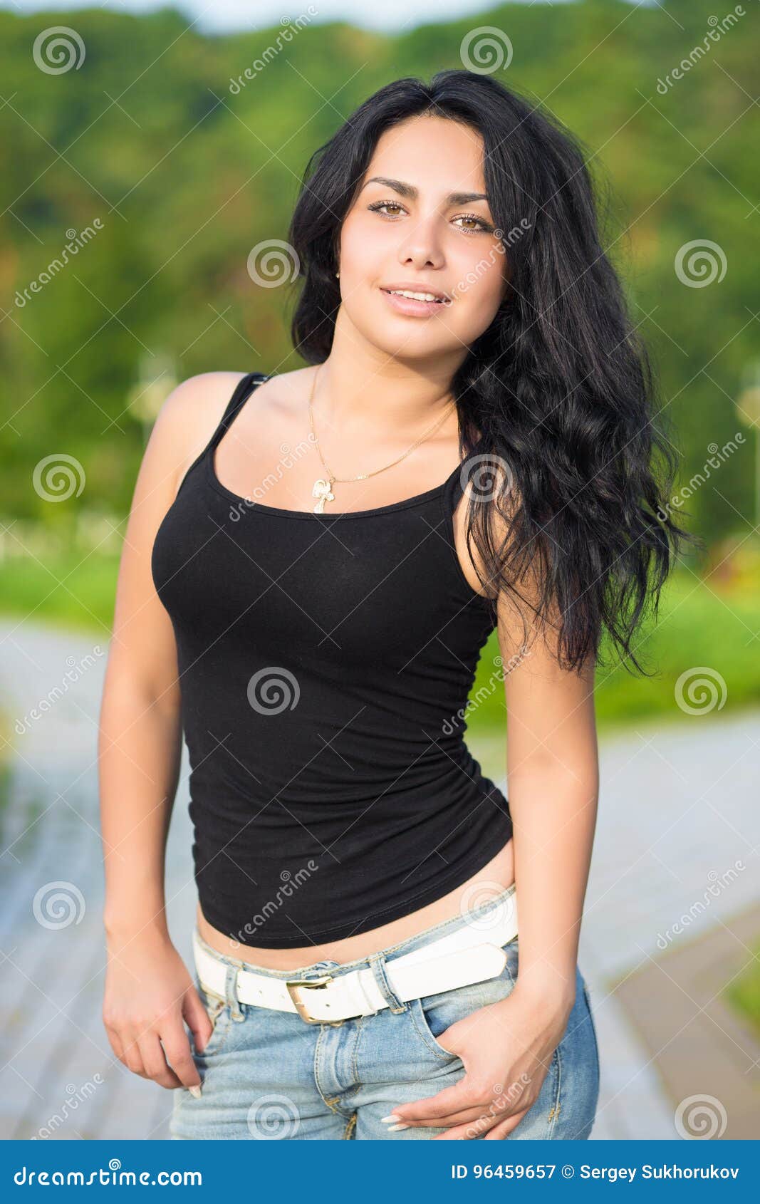 Young playful brunette stock image. Image of girl, femininity - 96459657