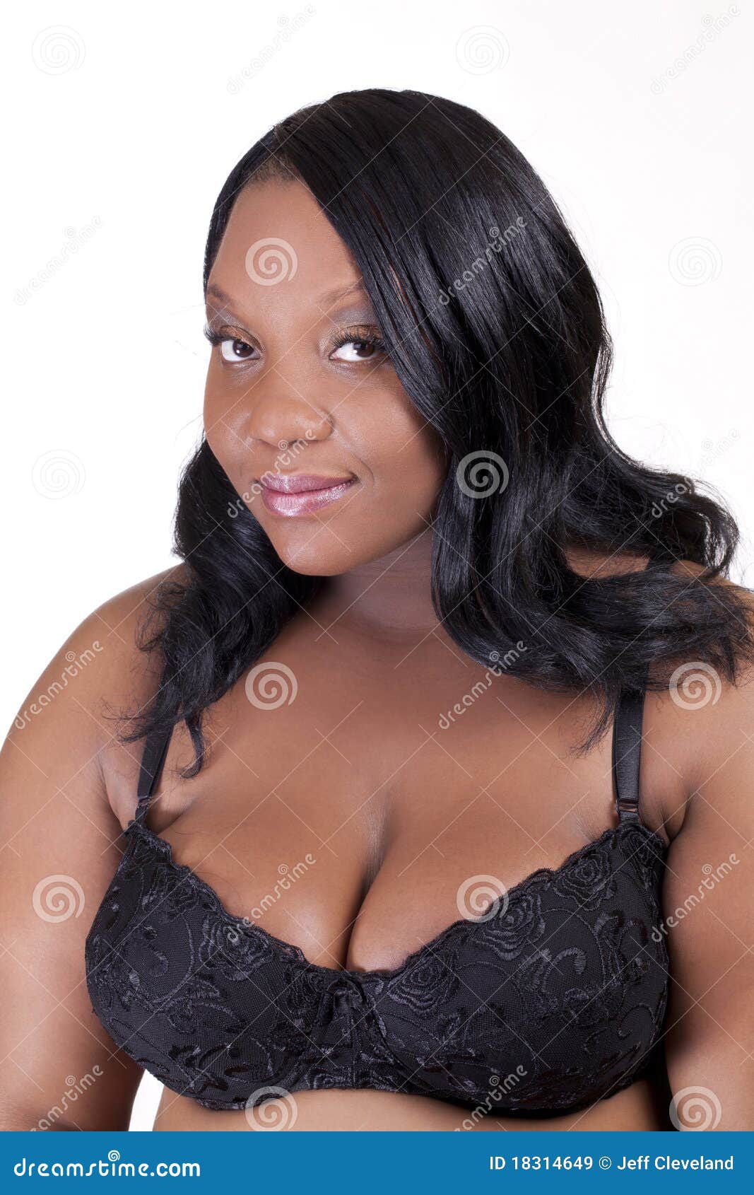 Young Plus-sized African American Woman in Bra Stock Image - Image of  large, female: 18314649