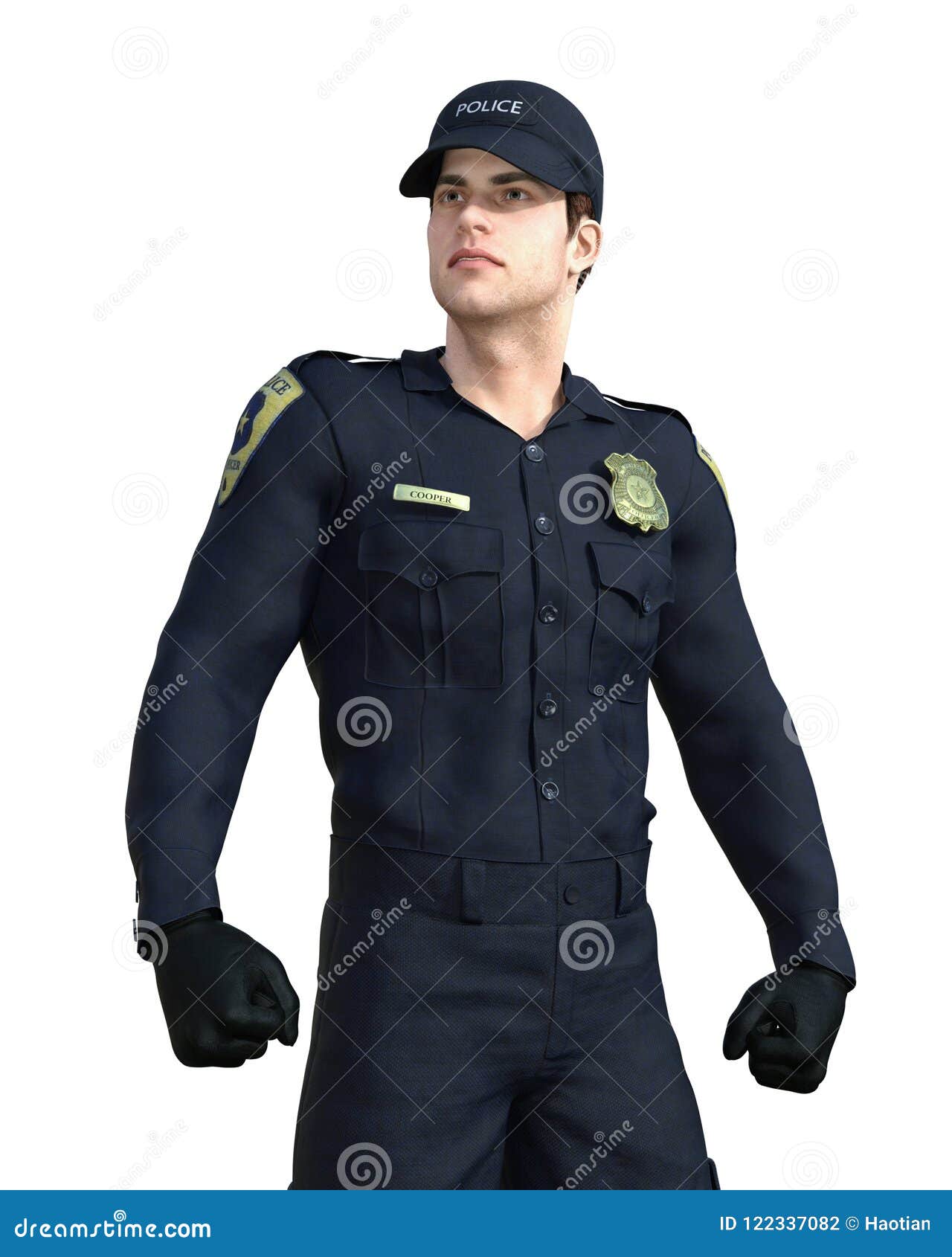 Young Police Officer Anticipating Action Stock Illustration young-police-officer-anticipating-action-stock-illustration
