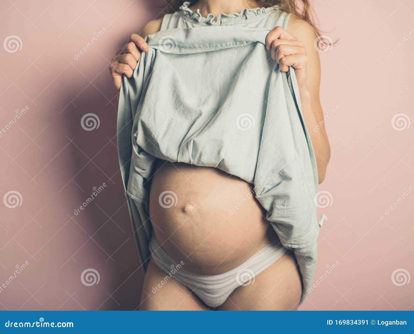 Pregnant Woman Showing Her Belly Stock Image - Image of female, vintage:  169834391