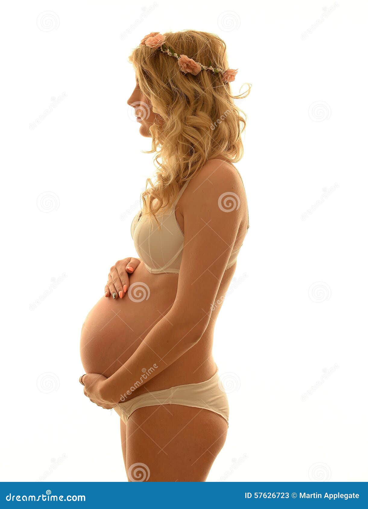 Pregnant Woman Sports Bras Show Her Stock Photo 774182428