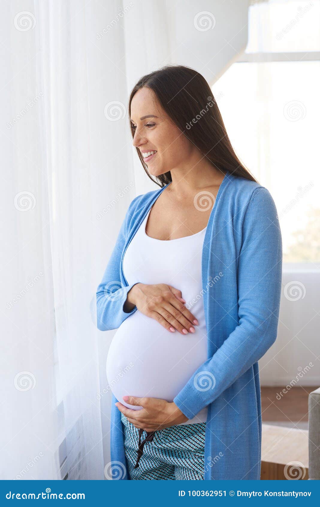 Young Pregnant Woman Standing Near Window At Home Stock Image Image Young Pregnant Woman Standing Near Window At Home Stock Image Image