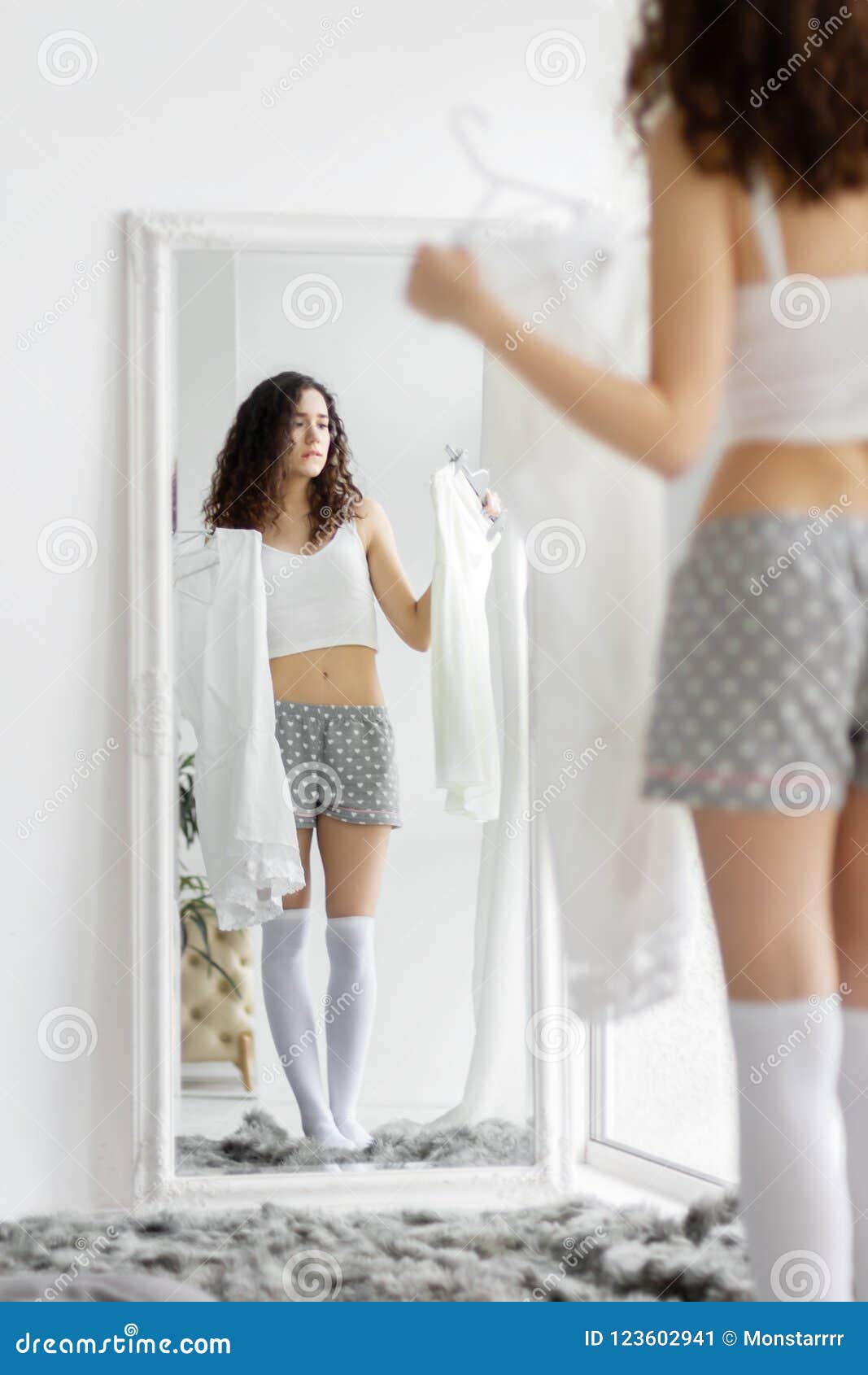 Girl Try White Underwear Stock Photos - Free & Royalty-Free Stock Photos  from Dreamstime