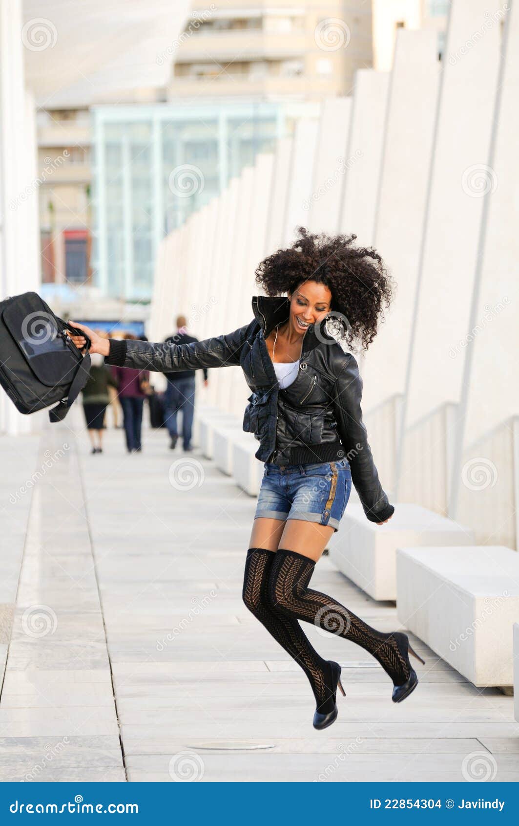 Young Pretty Black Woman Jumping Stock Images - Image 