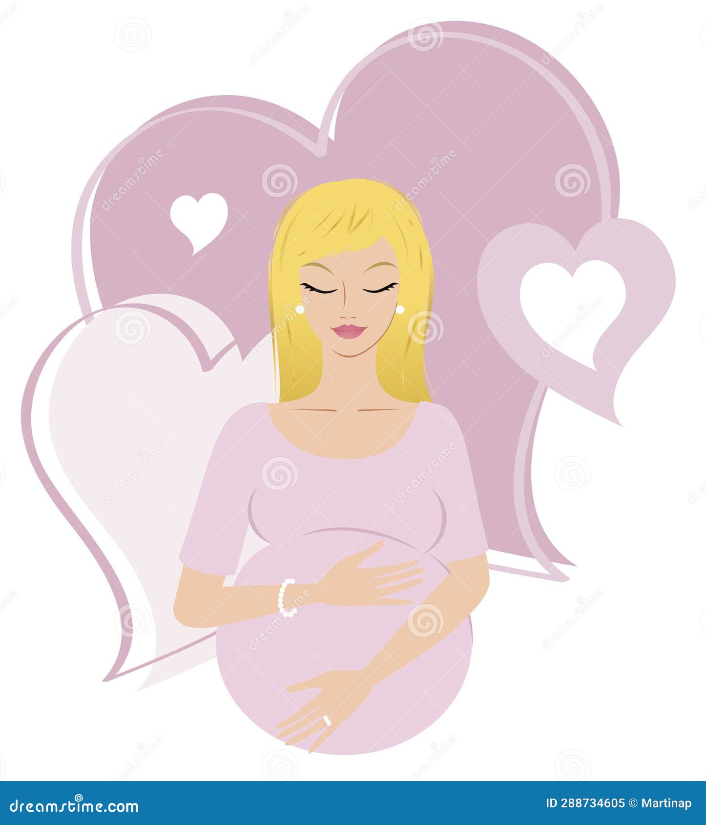 young blonde pregnant woman with lila background