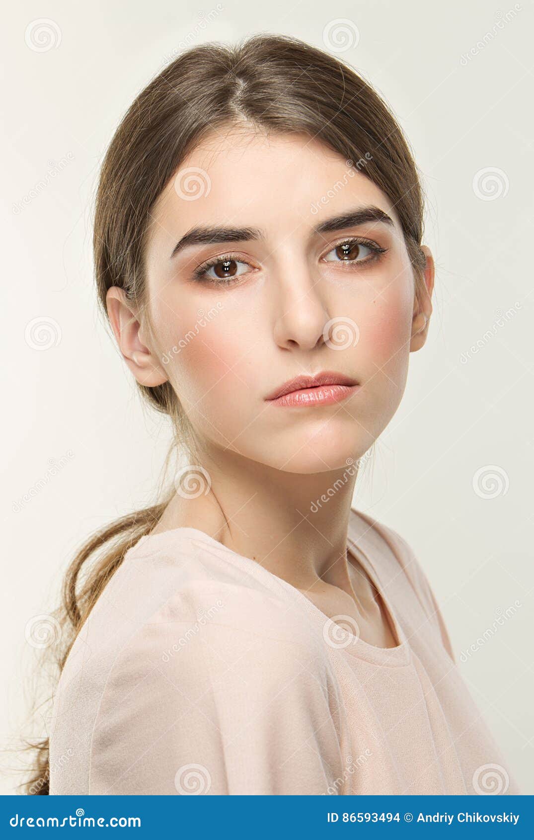 Young Pretty Girl, Classic Portrait On The White Background. Nude. Young Pretty Girl, Classic Portrait On The White Background. Nude.