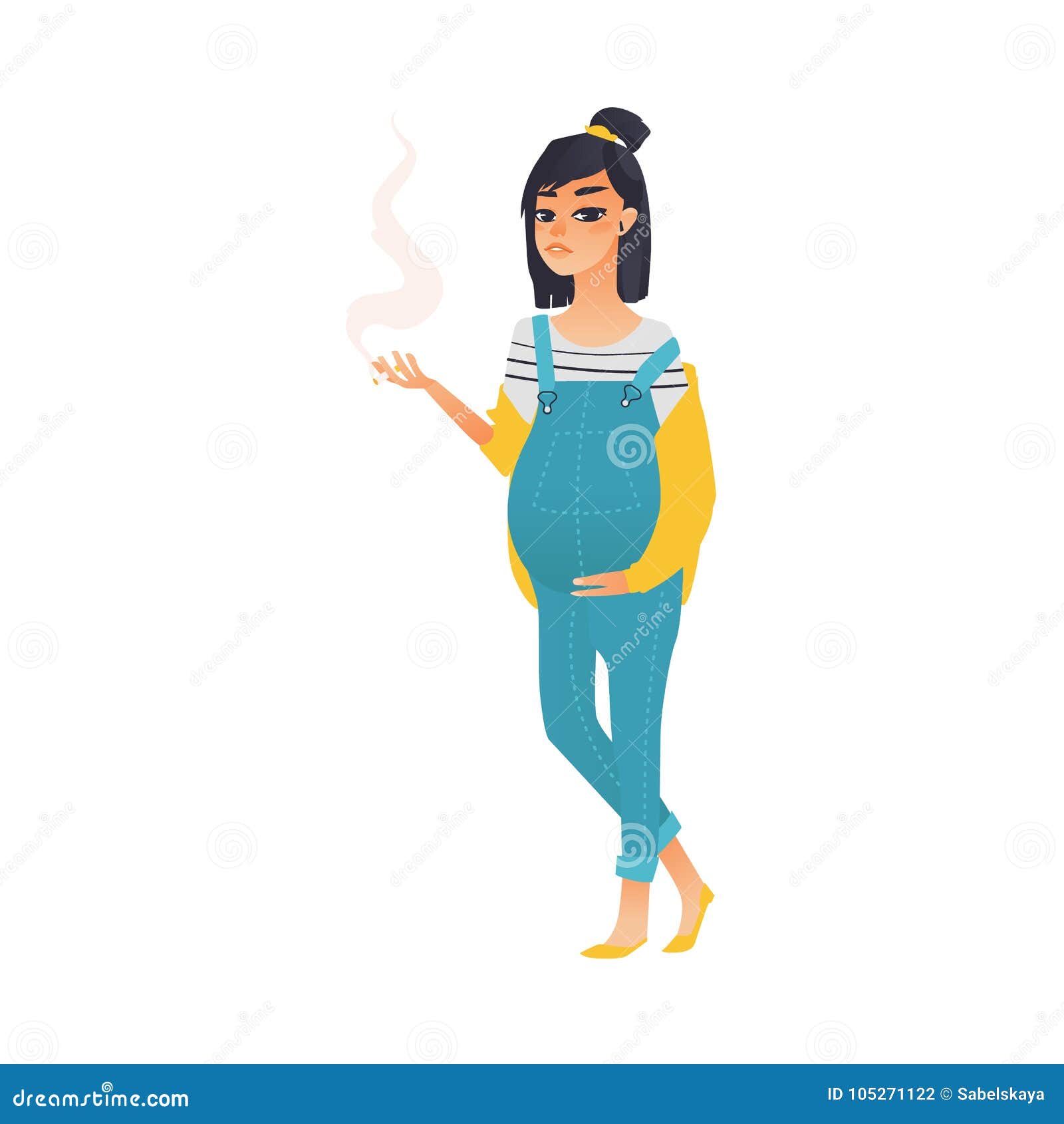 Young Pretty Pregnant Woman Smoking a Cigarette Stock Vector ...