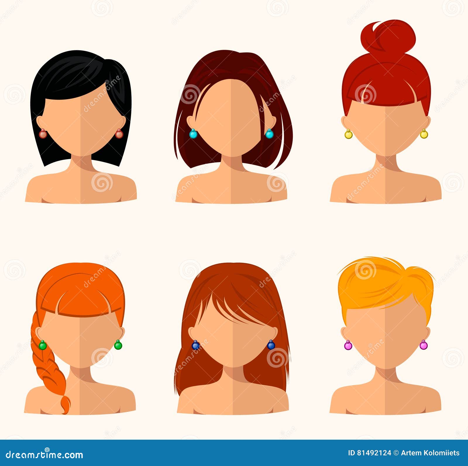 Young Pretty Women, Pretty Faces with Different Hairstyles, Hair Color. Flat Design Stock Vector - Illustration of object, fashion: 81492124 Young Pretty Women, Pretty Faces with Different Hairstyles, Hair Color. Flat Design Stock Vector - Illustration of object, fashion: 81492124