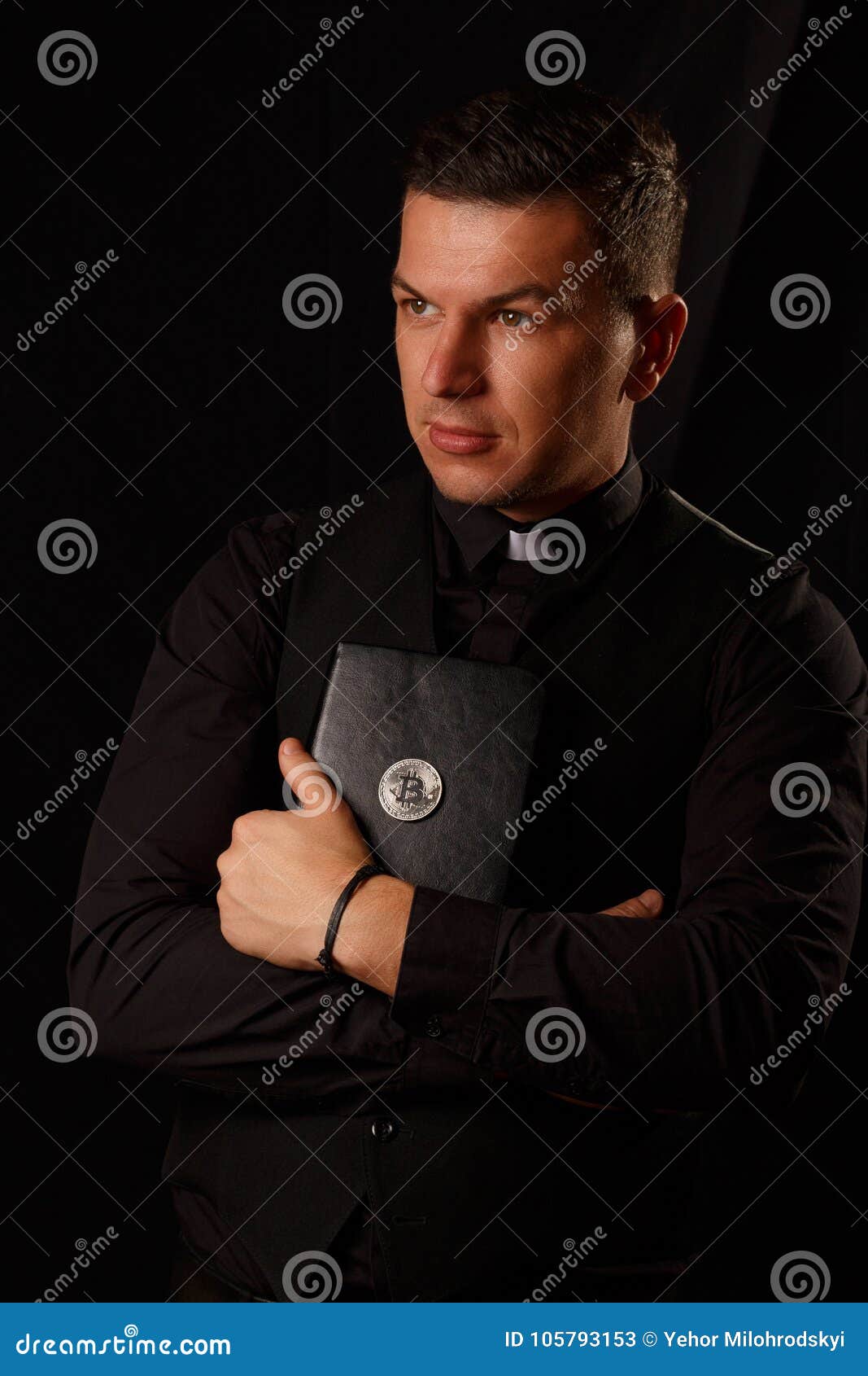 Young Priest Holding and Crypto Bible with Bitcoin Stock Image - Image of  concept, faith: 105793153