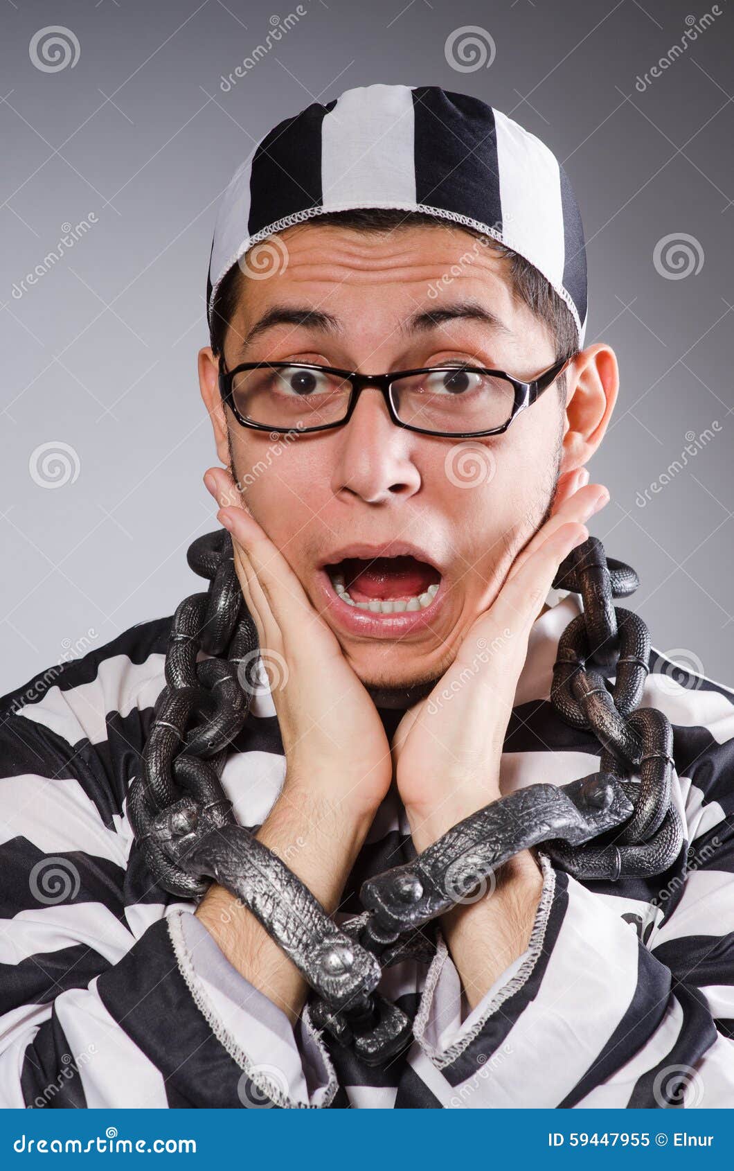 Young Prisoner in Chains Against Gray Stock Image Image of fetter