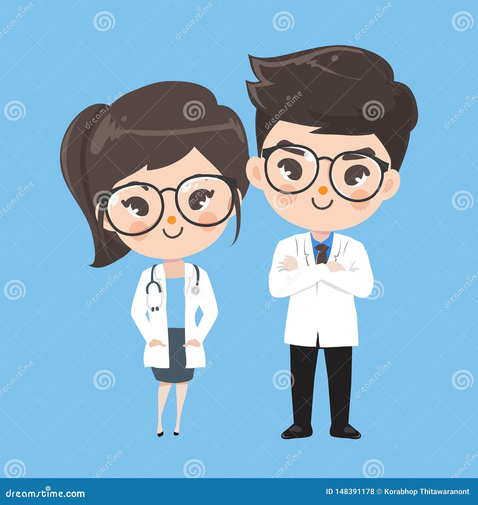 Action Character Doctor Cute Smile Stock Vector - Illustration of  profession, character: 148391178