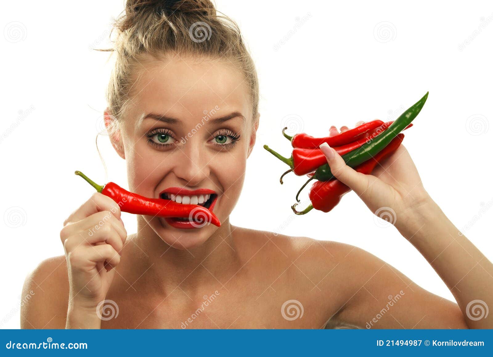 Young with Red Hot Chilli Pepper Stock Image Image of background