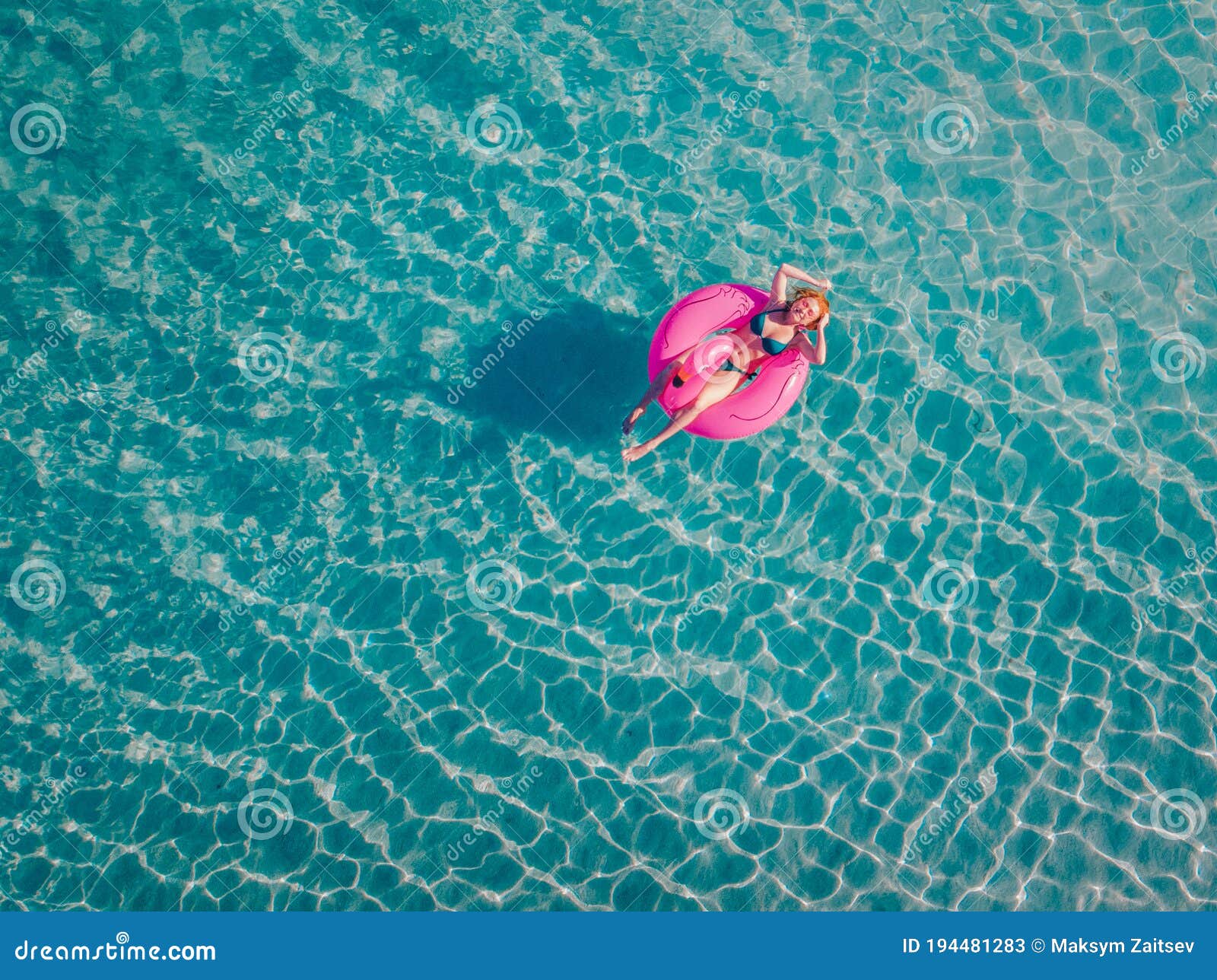 A Woman Swims in the Sea, Top View. Stock Image - Image of transparent ...