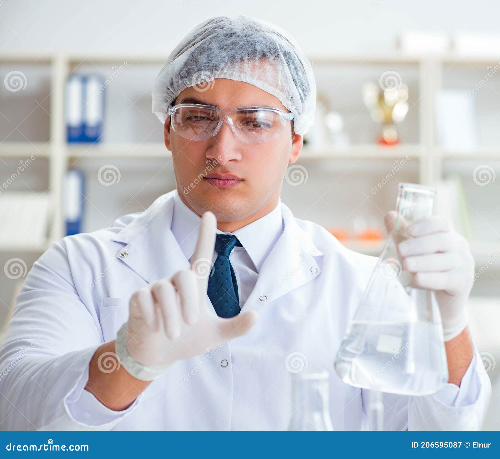 Young Researcher Scientist Doing a Water Test Contamination Expe Stock