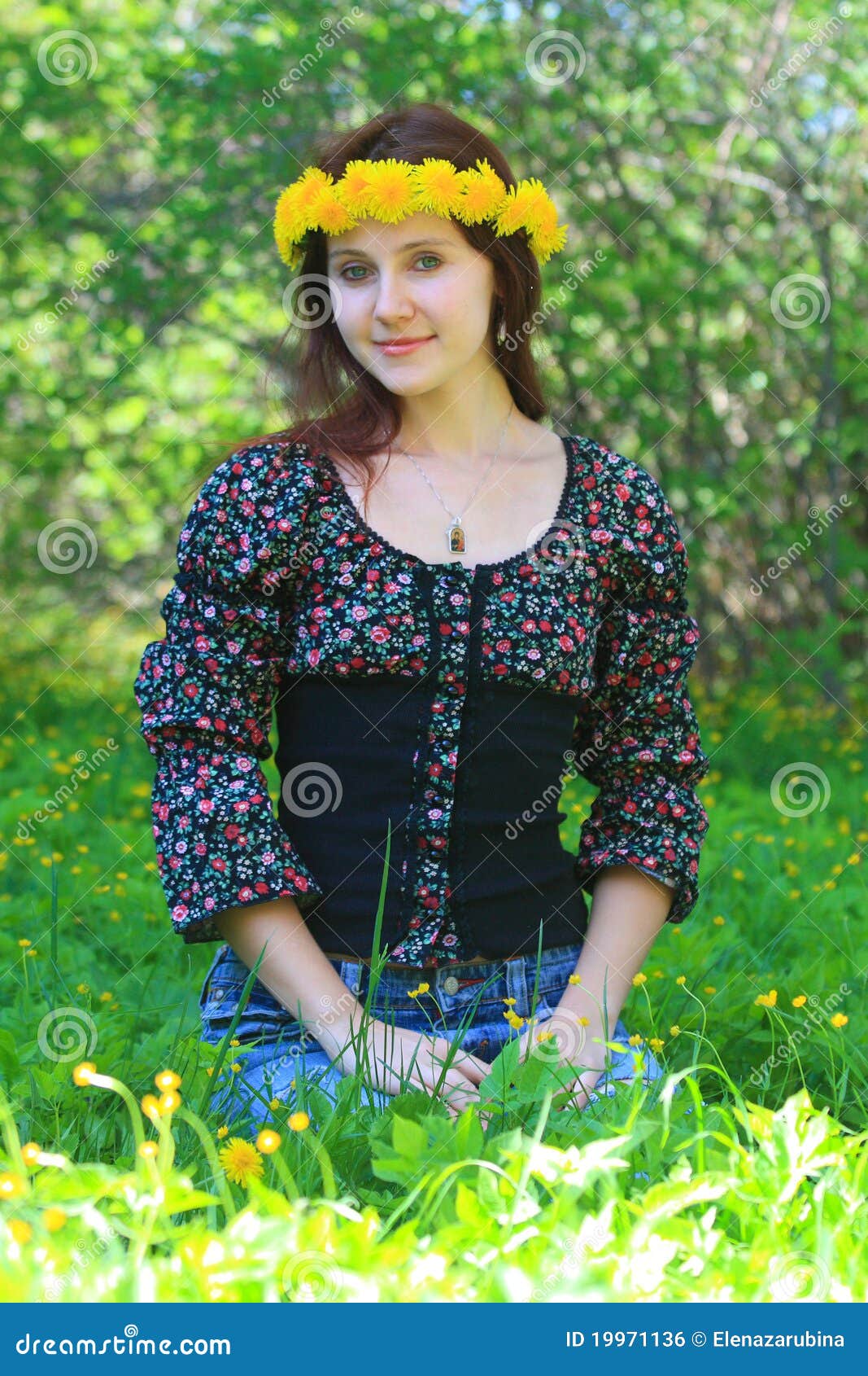 Young Russian Woman Wearing A Flower Crown Royalty Free Stock Image ...