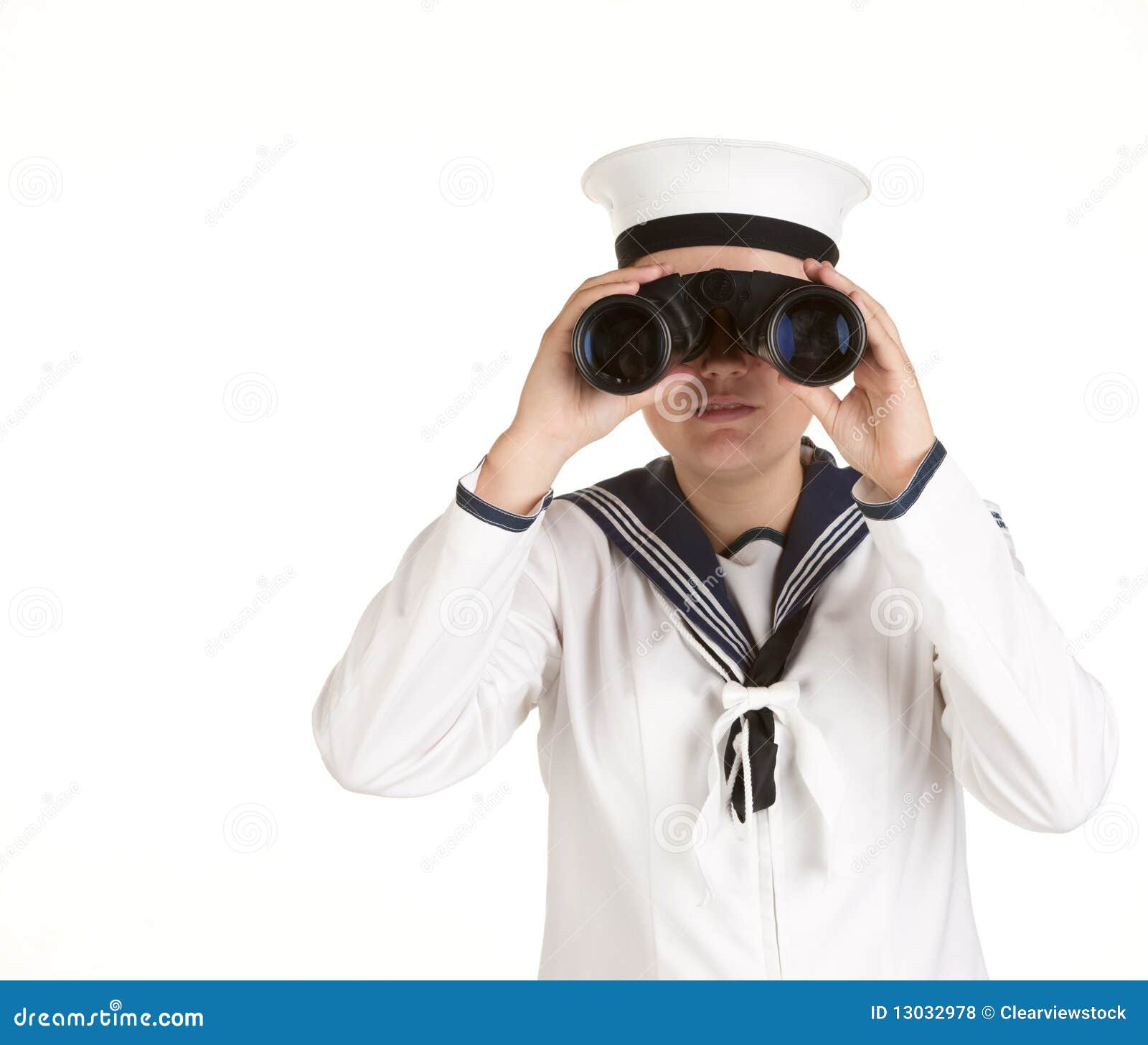 young sailor with binoculars