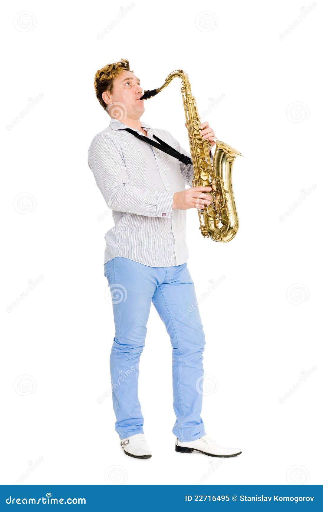 Young Saxophonist Plays the Saxophone Stock Image Image of male
